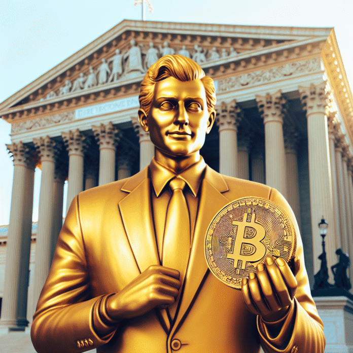 Golden Trump Statue Holding Bitcoin Appears Near U.S. Capitol - Live Bitcoin News